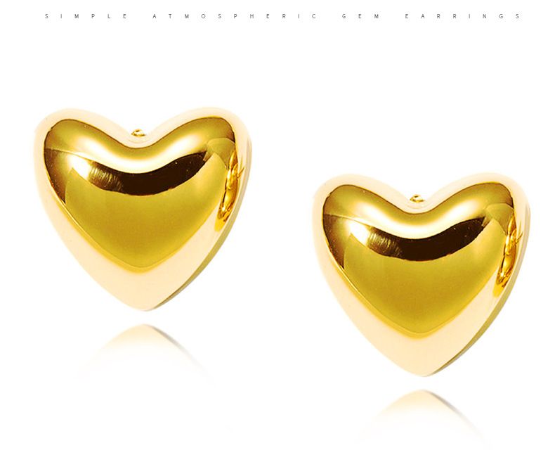 Sieradenset voor dames, modieuze titanium stalen hartvormige oorbellen met spiegel, gepersonaliseerd ontwerp en speciaal patroon_voghion.com