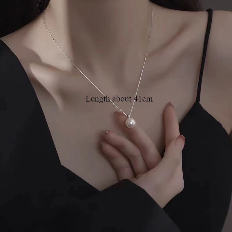 Sterling Silver Bead Neck Chain, Light Luxury Necklace, Popular High-end Niche Women's Collarbone Chain Jewelry_voghion.com