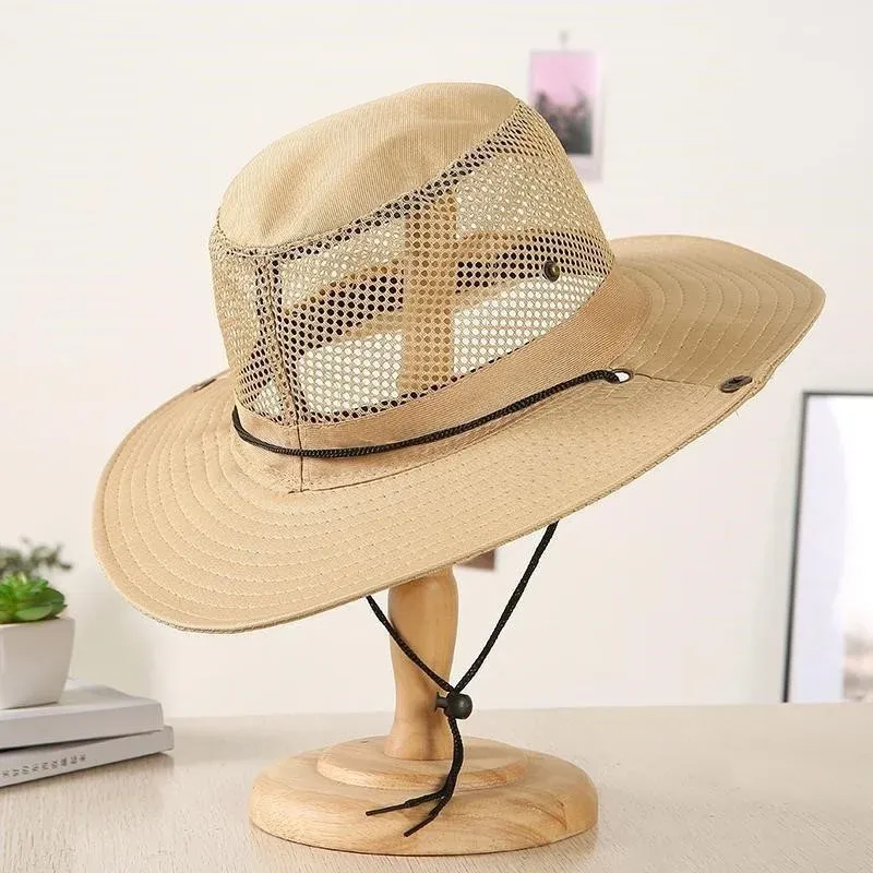 New Arrivals Multiple Styles Outdoor Beach Sun Shade Breathable Bucket Hat Male Summer Fishing Caps Trekking Collapsible Mesh_voghion.com