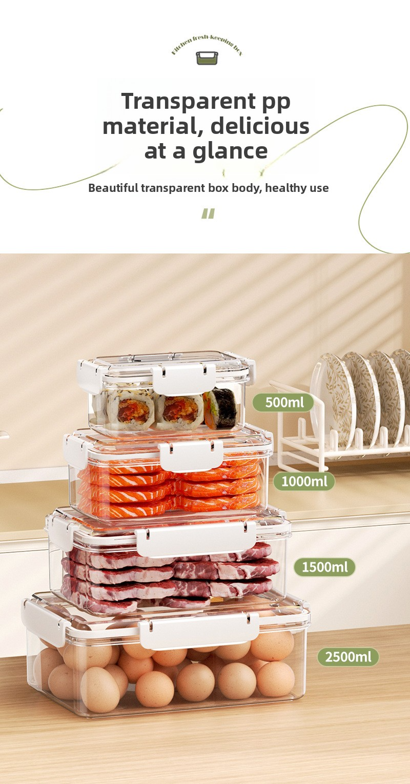 Contenitore quadrato per alimenti - Organizzatore per frigorifero ermetico, senza BPA, sicuro per microonde, per frutta, verdura e preparazione dei pasti_voghion.com