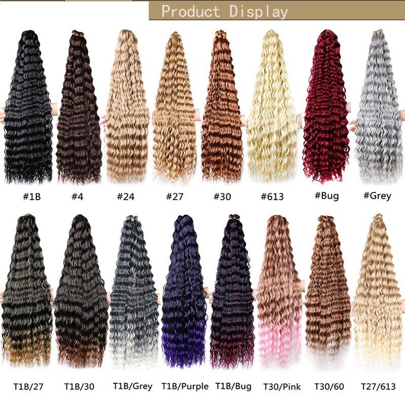 Deep Water Wave Crochet Hair Extensions – Europäischer und amerikanischer Stil, Kunstfaser, lockige Perücke_voghion.com