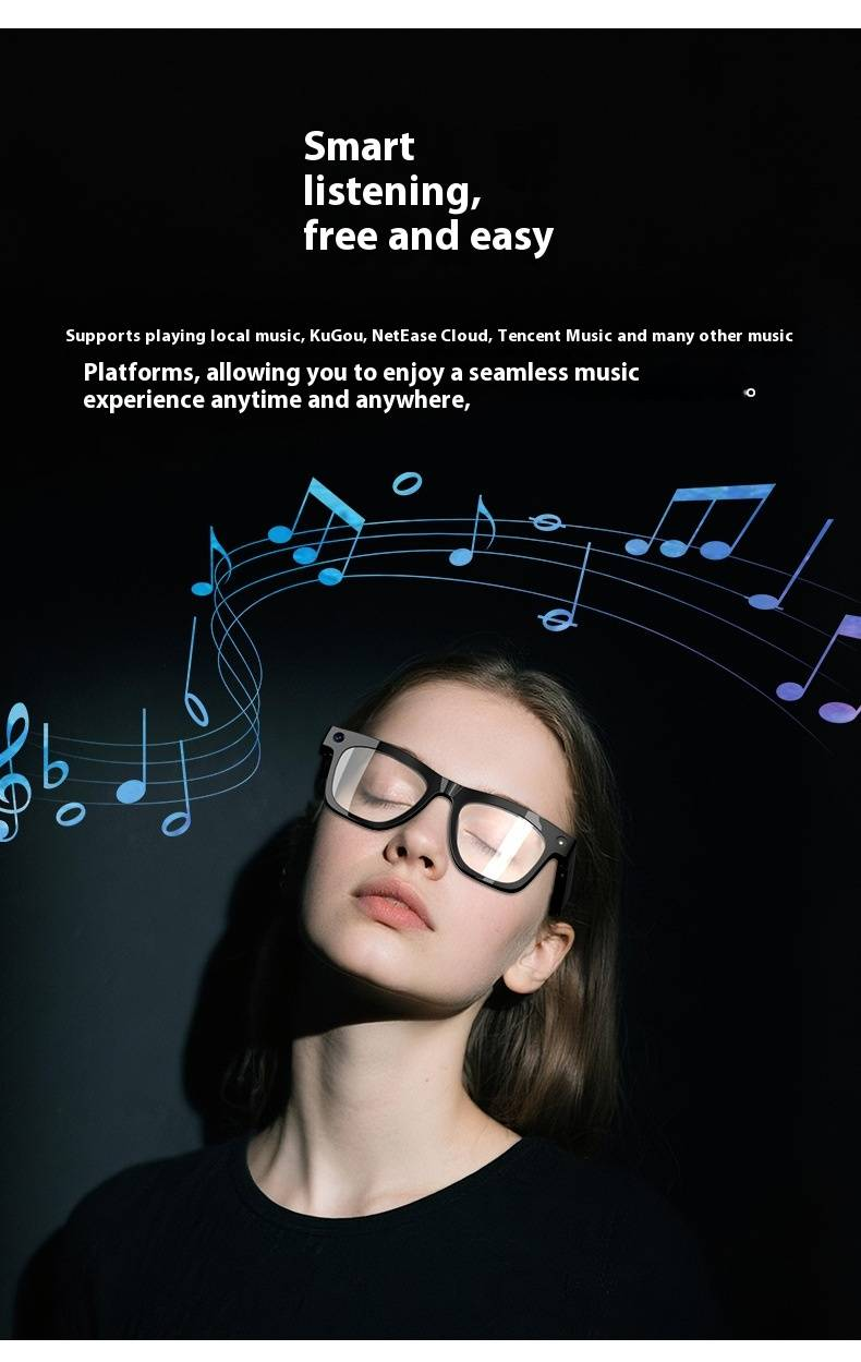 800W AI Smart Bluetooth Glasses With Camera, Video Recording, Voice Memo, Music & Calls - 32GB Memory, Compatible With All Devices_voghion.com