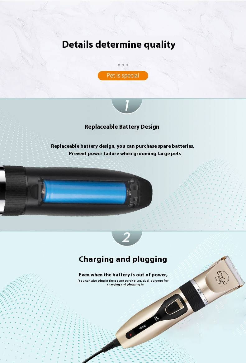 Professional Cordless Pet Grooming Clipper With Ceramic Blade - Quiet & Safe Trimmer For Dogs & Cats - Multiple Attachments For Full Grooming Kit_voghion.com