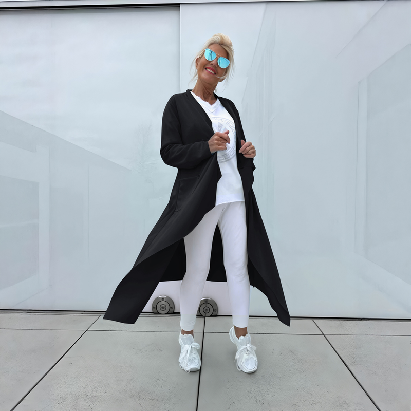 Women's Clothing Stylish Oversized Longline Cardigan Coat With Asymmetrical Hem - Soft Polyester Blend Fabric In Classic Solid Colors_voghion.com