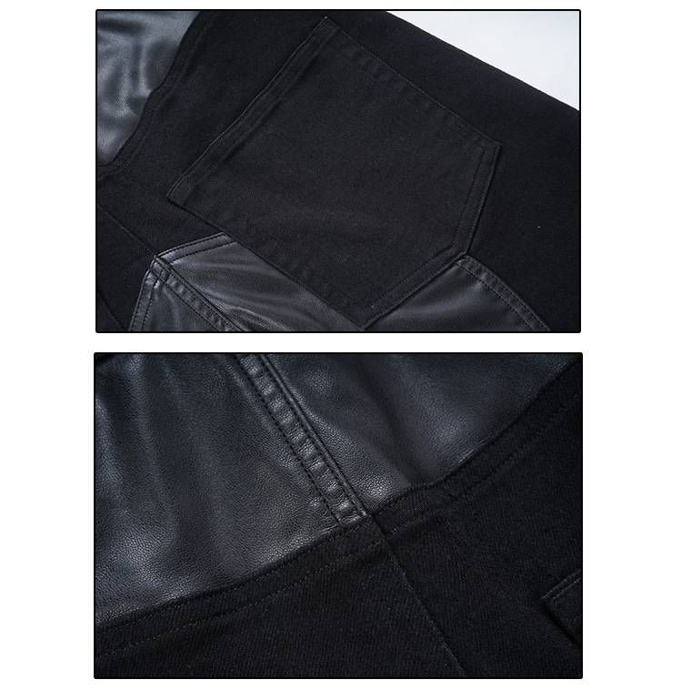 Pantaloni da motociclista unisex in pelle PU con protezione per le ginocchia - Stile denim elasticizzato slim fit per uomo e donna_voghion.com