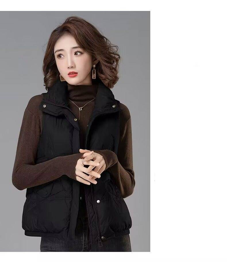 Gilet matelassé d'hiver pour femme avec motif 3D, veste matelassée légère, vêtement d'extérieur décontracté pour temps froid, manteau chaud doublé polaire (kaki, noir)_voghion.com