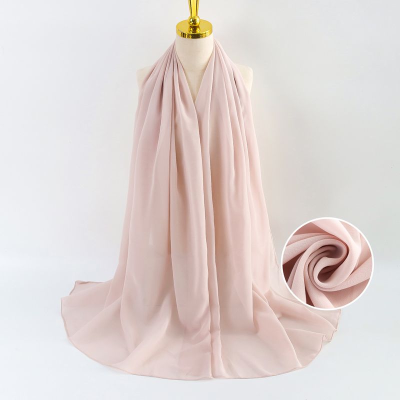 Damenschal aus Perlen-Chiffon, einfarbiger Bubble-Schal, vielseitig kombinierbarer Kopftuch, malaysischer Seidenschal_voghion.com