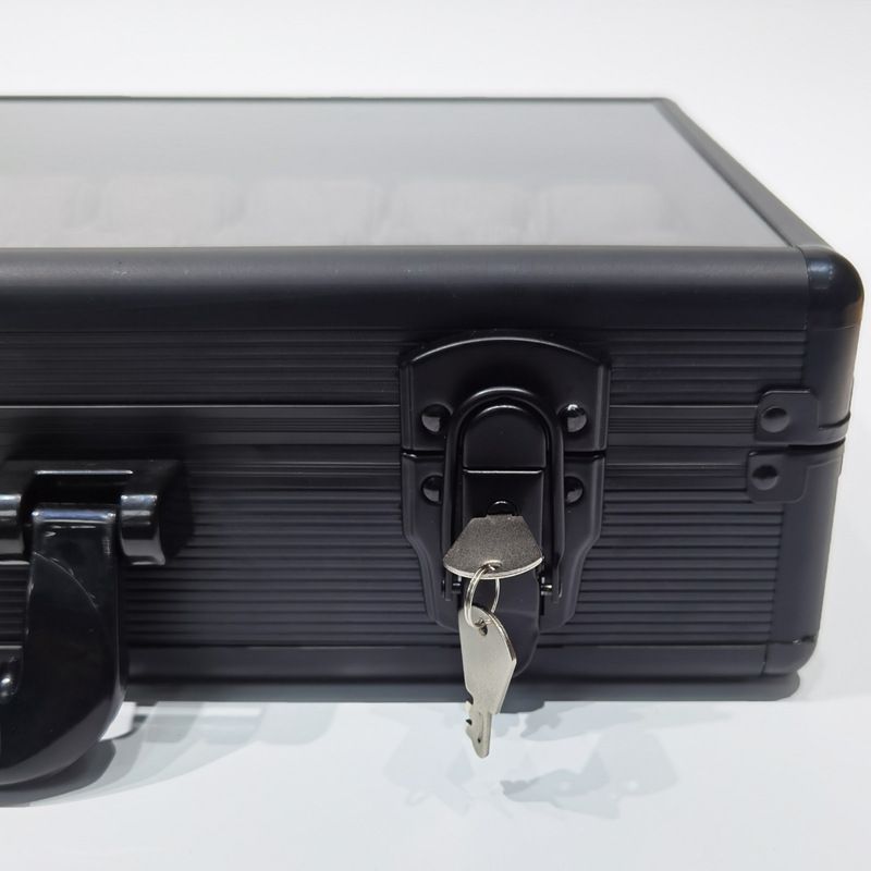 Hochwertige Uhrenaufbewahrungsbox mit 24 Fächern, transparentem Deckel, Aluminiumrahmen und Kissen – Elegantes Geschenkset für Uhrensammler_voghion.com