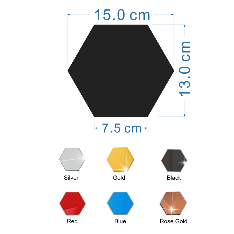 JM006 pegatina de pared de espejo acrílico hexagonal DIY decoración del hogar pegatina de espejo tridimensional impermeable_voghion.com