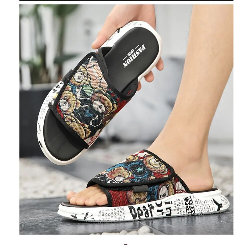 Sommer personalisierte kleine Bär dicke Sohle Anti-Rutsch alte Herren Hip Hop Outwear trendige Hausschuhe_voghion.com
