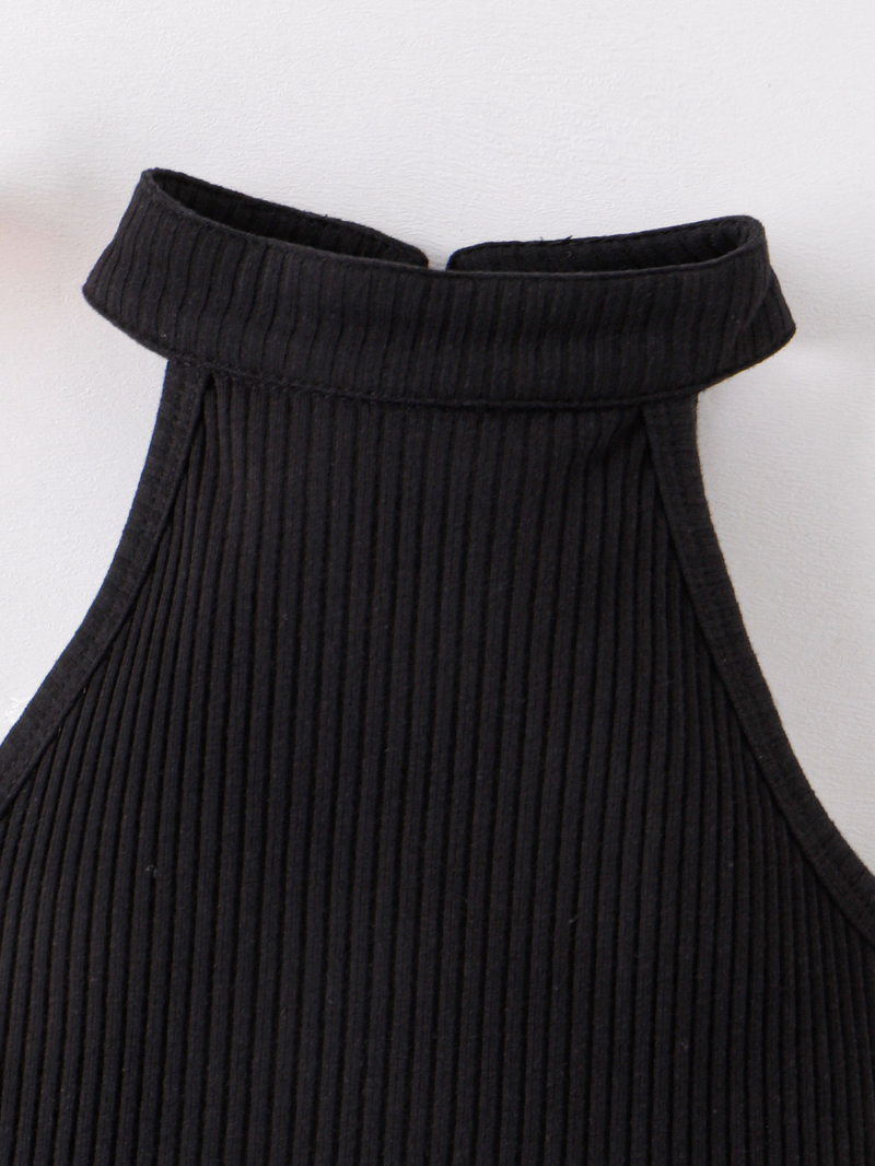 Vêtements pour bébé printemps/été, haut sans manches avec col licou + short de lecture, ensemble deux pièces pour enfants et filles_voghion.com