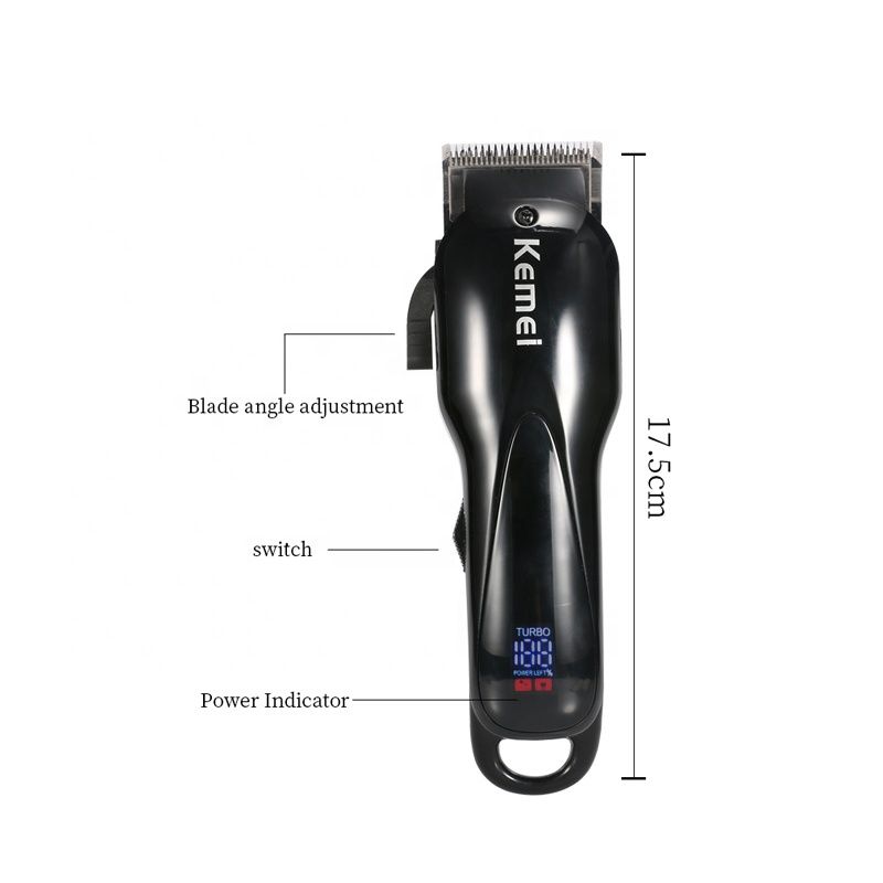 Kemei KM-1929 Elektrischer Bartschneider, professioneller wiederaufladbarer Haarschneider mit LED-Anzeige_voghion.com
