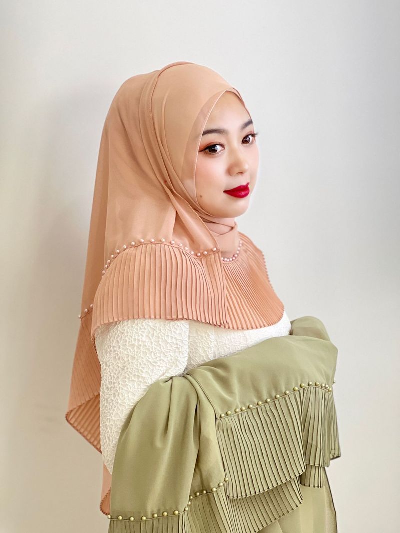 Γυναικείο μαντήλι Hijab μονόχρωμο μαντήλι με χάντρες πτυχωτό σάλι δαντέλας κασκόλ γυναικείο καπέλο_voghion.com