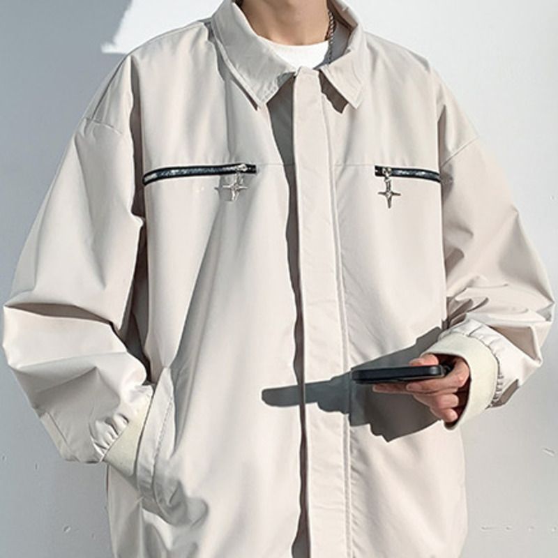 Giacca primaverile e autunnale da uomo, cappotto casual alla moda in stile americano con colletto rovesciato, vestibilità ampia, versatile, stile coreano_voghion.com