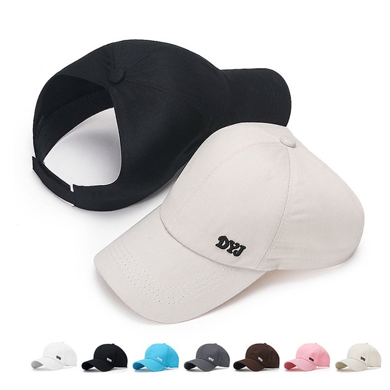 Solid Color High Ponytail Baseball Women's Golf Cap Spring/ Summer Sunhat Visor Running Snapback Hat Homme_voghion.com