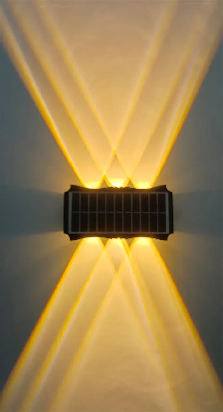 Solar wandlamp voor buiten, waterdicht, op en neer, lichtgevende verlichting, balkon, tuin, tuindecoratie, verlichting_voghion.com