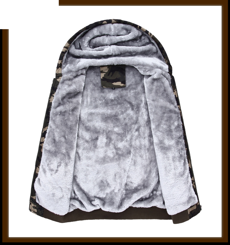 Fleece Men's Tracksuit Hoodie Suit Slim And Thick Warm Camouflage Suit_voghion.com