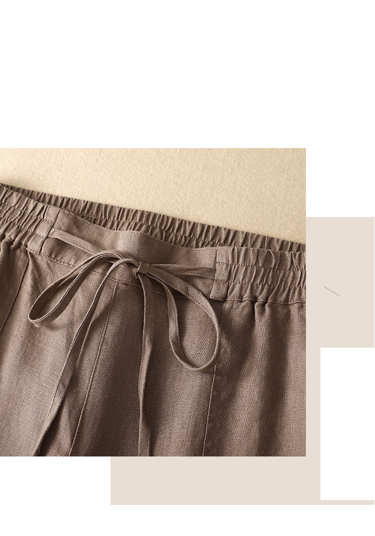 Vêtements pour femmes Coton chanvre jambes larges pantalons longs femmes lâche minceur grande taille taille haute pantalon droit dessiner corde pantalon décontracté pour femmes_voghion.com