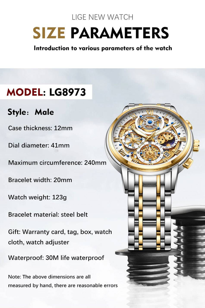 Chronograph Watch with Stopwatch Function,Monthly Calendar, Quick-Set Date,Traditional Analog Dial - Stylish Mens Fashion Business Leisure Wrist Watch_voghion.com