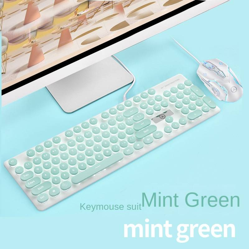 Silber Skulptur V8 Punk Mechanisches Gefühl Tastatur Und Maus Set Leuchtendes Spiel Computer Zubehör_voghion.com