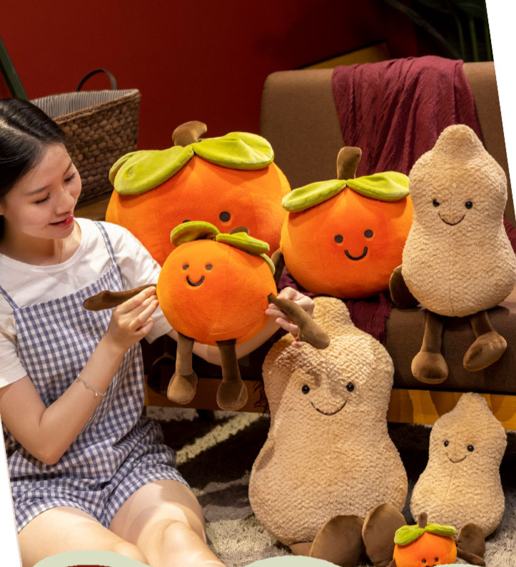 Stuffed Plush Animals Doll Peanut Doll Good Things Happen Persimmon Doll Simulation Peanut Persimmon Plush Toy_voghion.com