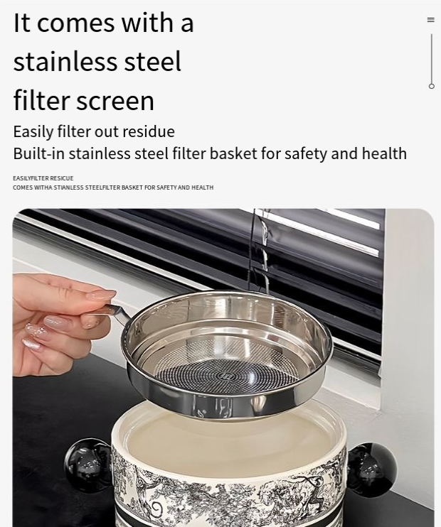 Barattolo per strutto in ceramica con cucchiaio, leggero, di lusso, con doppie orecchie, di alta qualità, con motivo a pizzico, coperto, in acciaio inossidabile, con filtro, per olio al peperoncino_voghion.com