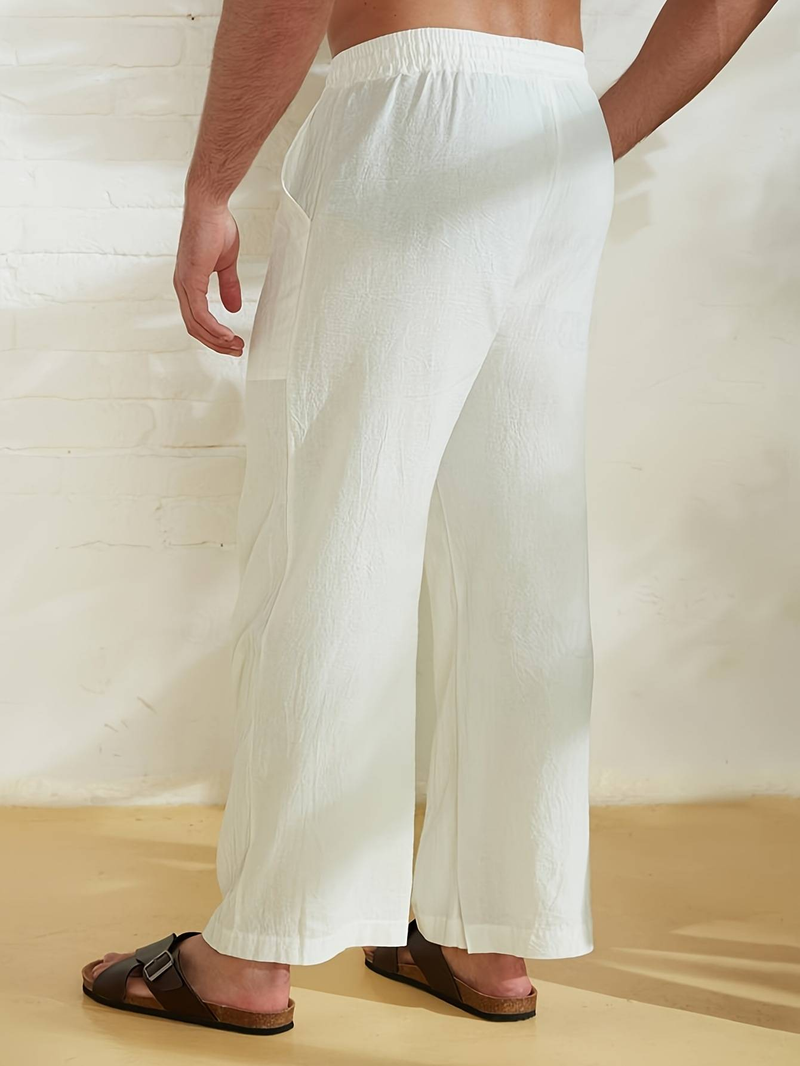 New Men's Comfortable, Casual And Loose Wide-leg Pants, Coconut Tree Printed Beach Pants And Long Pants_voghion.com