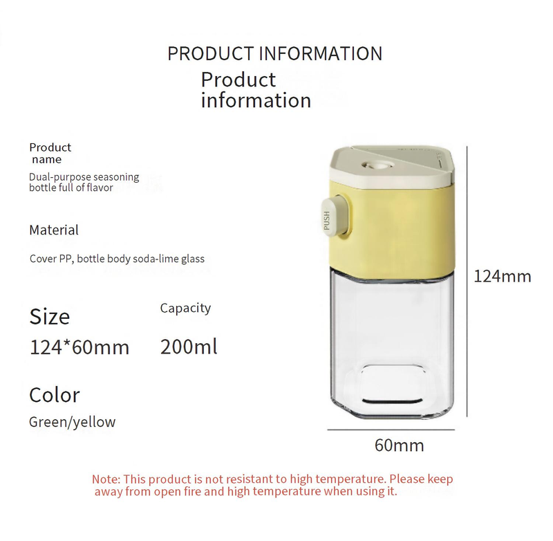 Dual Purpose Salt Seasoning Jar Bottle Kitchen Household Seasoning Bottle Salt Jar Cumin Seasoning Bottle Glass Chili Spice Jar_voghion.com