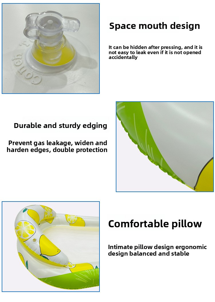 Lemon-Shaped Inflatable Lounge Chair - Breathable Mesh & Neck Support (Single Person Floating Chair Lightweight & Quick-Dry)_voghion.com