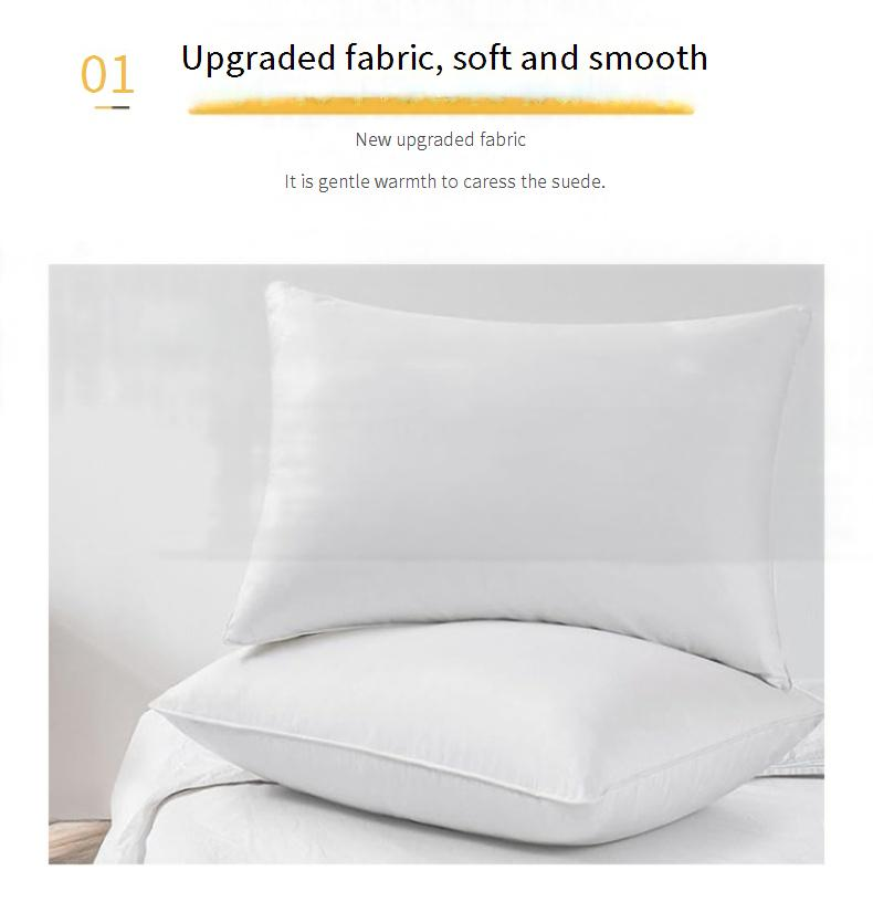 Cuscino in piumino d'oca di alta qualità con fodera in cotone - Altezza regolabile da 1 a 5 cm, ipoallergenico e traspirante per casa e ospitalità_voghion.com