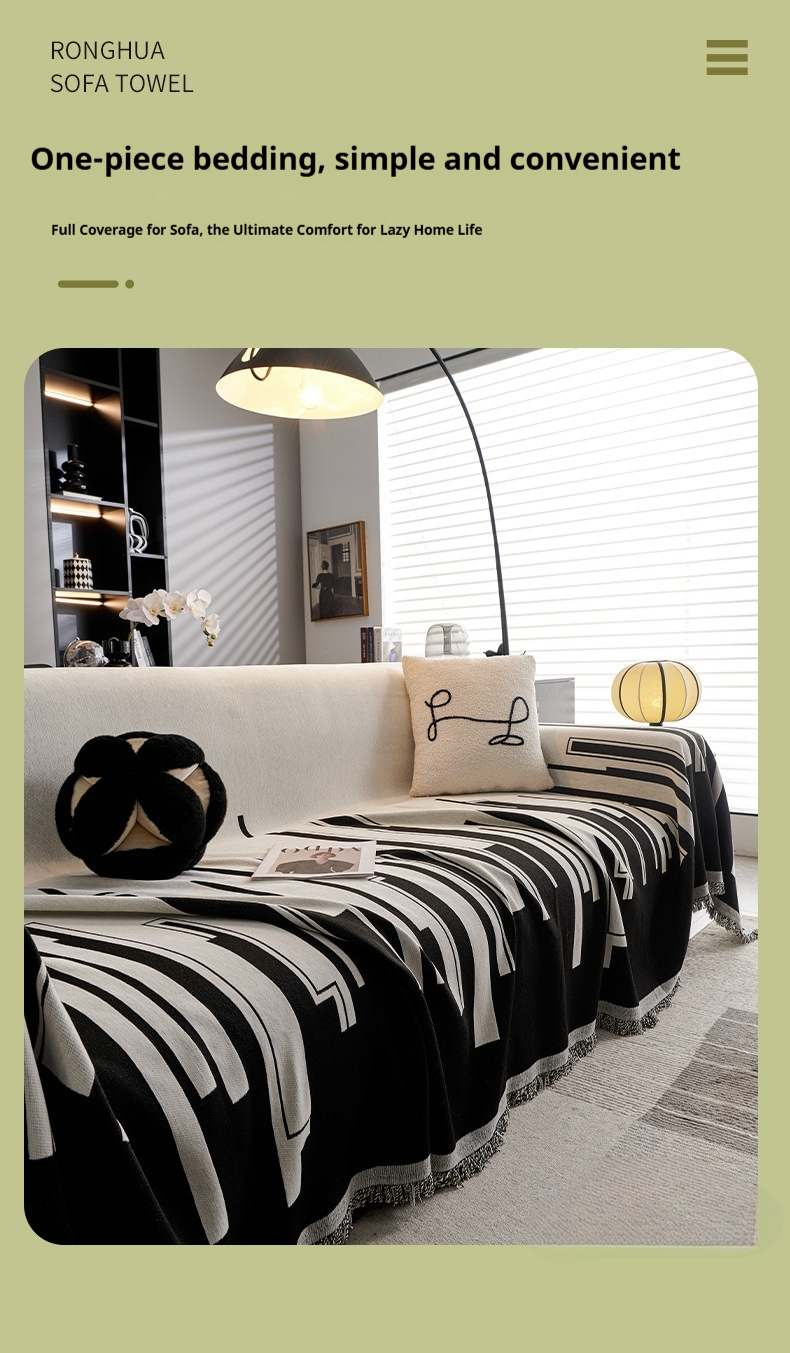 Chenille-Sofabezug mit Streifendesign – Dehnbarer Schonbezug für Anbausofas (180×130cm bis 180×460cm, nordischer Stil, haustierfreundlicher Stoff)_voghion.com