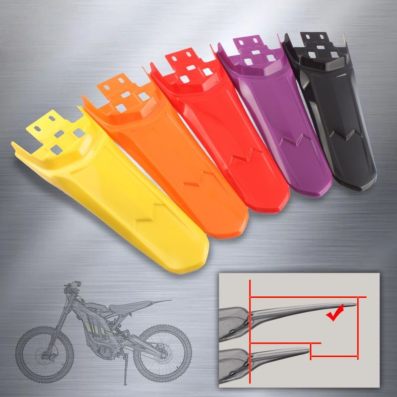 Extended Rear Fender Mudguard For Electric Dirt Bike Universal Fit, Durable PP Material, Multiple Colors (Red, Orange, Yellow, Black, Purple, Black)_voghion.com