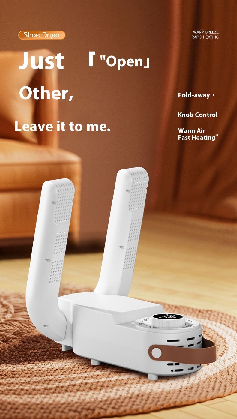 Smart Shoe Dryer & Sterilizer – UV Sanitizing, Fast Drying For Sneakers/Boots, Foldable Design With Timer, 220V/110V Dual Voltage (White)_voghion.com