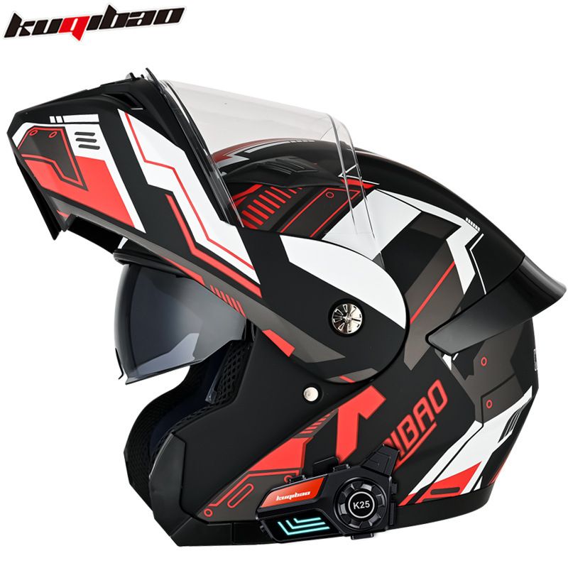 Capacete modular para motocicleta KQ-Power com viseira dupla e Bluetooth K25, bateria de longa duração, certificação DOT e ECE, capacete integral para homens e mulheres_voghion.com