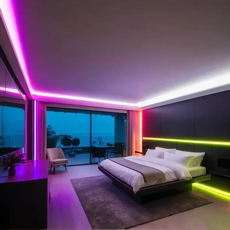 Tira de luces LED RGB de 5 V con control remoto: barra de luz que cambia de color con alimentación USB para dormitorio, fiestas y decoración del hogar._voghion.com