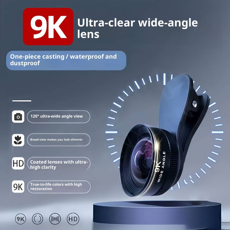 9K HD Universal Phone Lens Kit - 2-in-1 Wide Angle & Macro Clip-On Camera Lens For Pro-Level Mobile Photography_voghion.com