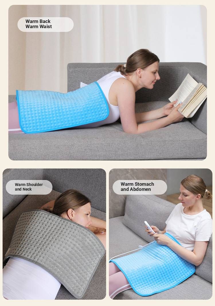 Adjustable Heating Pad For Back & Muscle Pain Relief – 6-Temperature Electric Blanket With 4 Timer Modes (110V, 30×60cm, US/EU/UK/AU Plug Options)_voghion.com