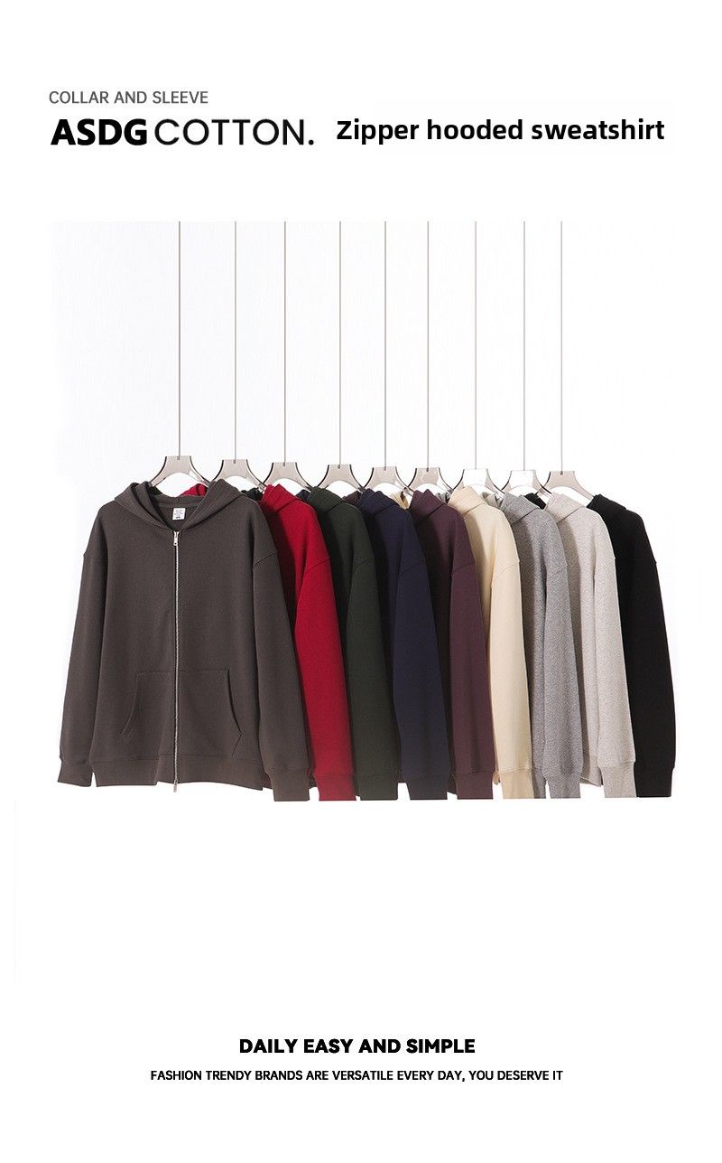 420G Large Terry Hooded Double Zipper Sweatshirt Men's American Style Trendy Cardigan Hoodie Jacket Autumn_voghion.com