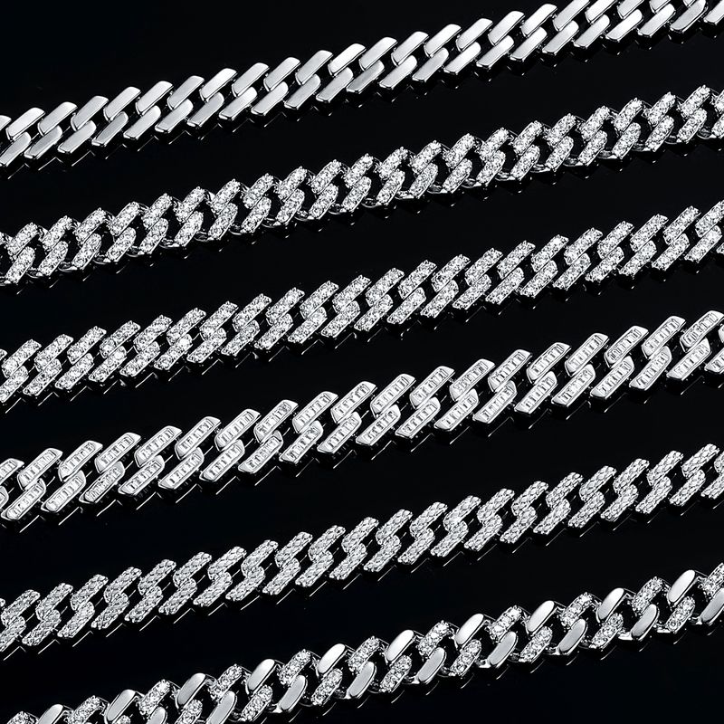 Bracciale con fibbia a molla e zirconi a rombo, design artigianale pesante, nicchia Hip Hop_voghion.com