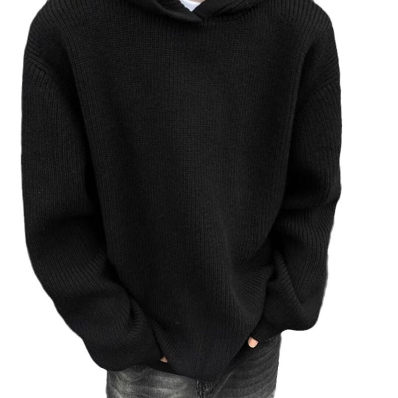 Cleanfit Gray Hooded Sweater Men's Autumn Winter New Style Cool Lazy Loose Knitted Cardigan Jacket_voghion.com