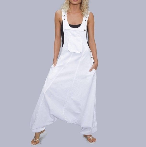 Casual cotton and linen overalls baggy pants_voghion.com