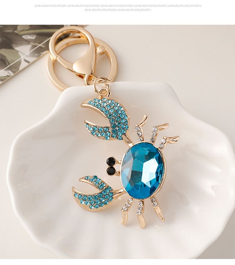 Diamond-Encrusted Metal Vivid Small Crab 3D Keychain For Women Cute Creative Bag Pendant Gift_voghion.com