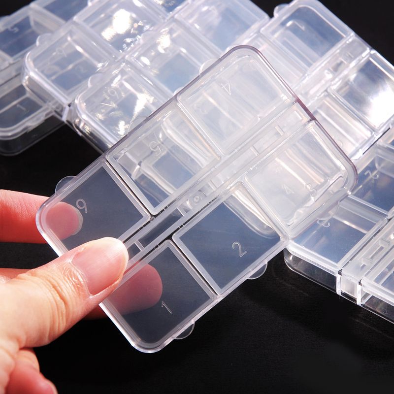 Art Tools 6-Grid Long Transparent Plastic Organizer Double Row Detachable Decorations Nail Drill Medicine Storage Box_voghion.com