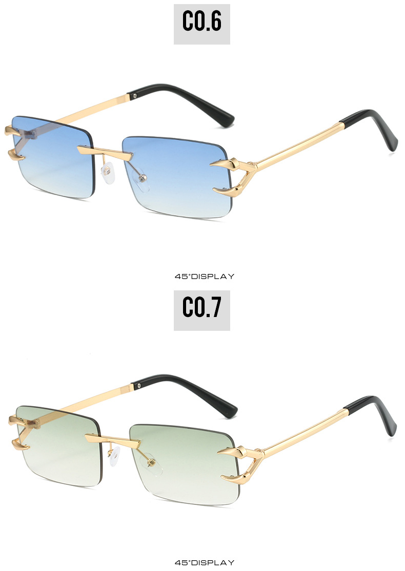 VOOTHOST New Rectangle Rimless Sunglasses Retro Brand Designer Clear Ocean Gradient Eyewear Men Women UV400 Sun Glasses F0285_voghion.com