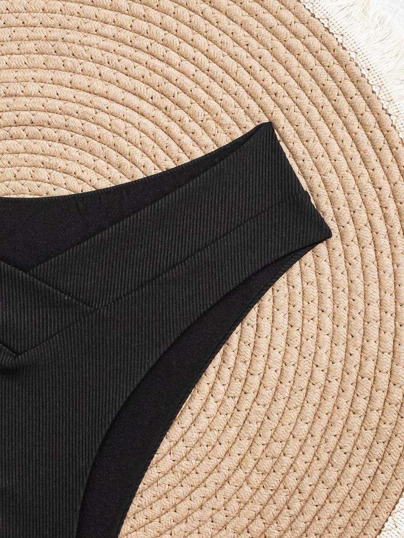 Costume da bagno da donna a vita alta, in tessuto morbido con motivo a croce a righe verticali, per spiaggia, vacanze, piscina e feste_voghion.com