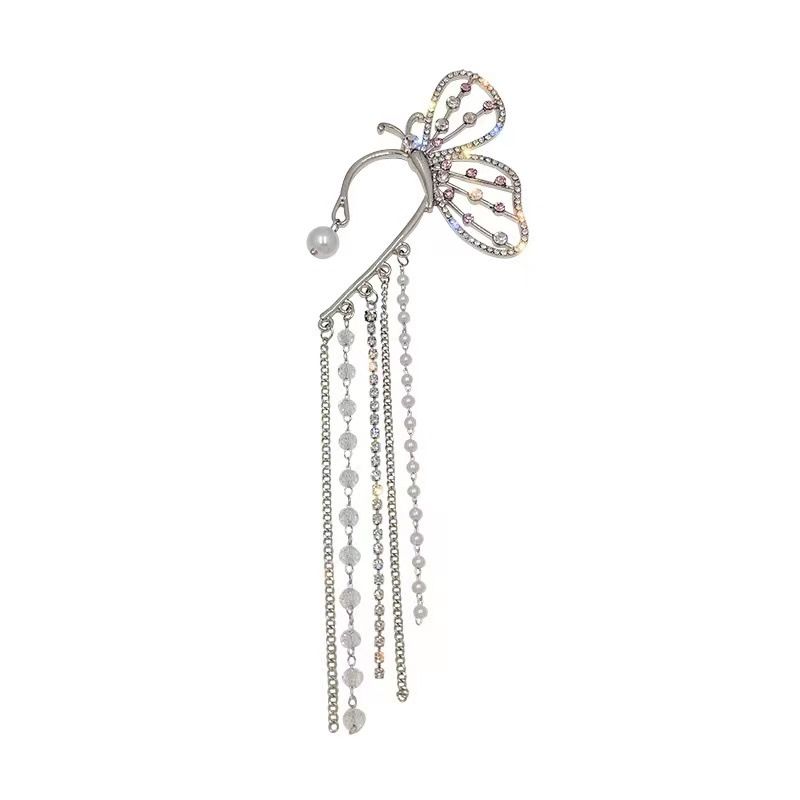 Orecchini a gancio per le orecchie a farfalla con borchie di perle senza piercing, nuova tendenza 2023, per le donne_voghion.com