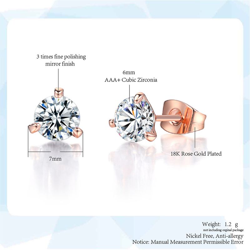 Orecchini unisex semplici e freschi a tre griffe rotondi con diamanti piccoli orecchini_voghion.com