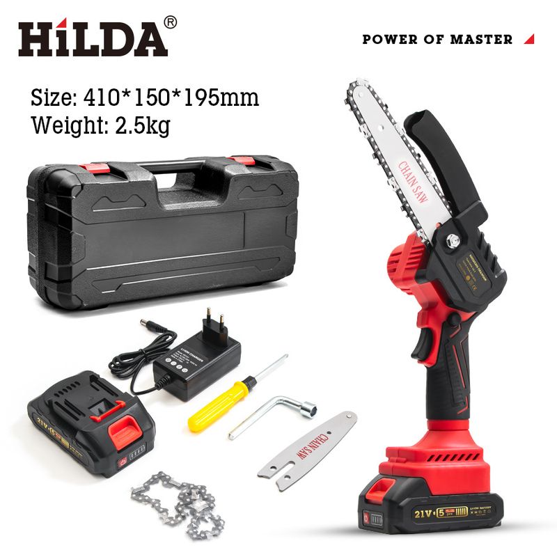 21V Cordless Brushless Chainsaw – 4/6 Inch Electric Chainsaw, Left/Right Hand Compatible, 2000mAh Battery For Wood Cutting, Pruning & DIY Projects_voghion.com