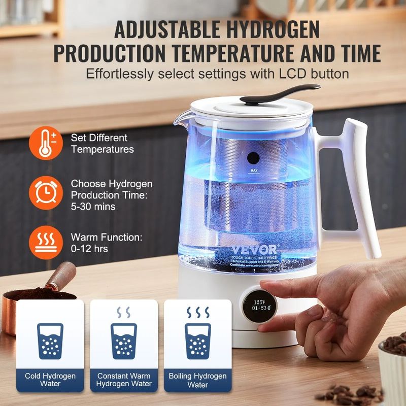 L Hydrogen 1.5 Kettle And Generator Generator Hydrogen Pitcher SPE PEM Water Capacity 52.8 Large Hydrogen Technology Water Oz_voghion.com