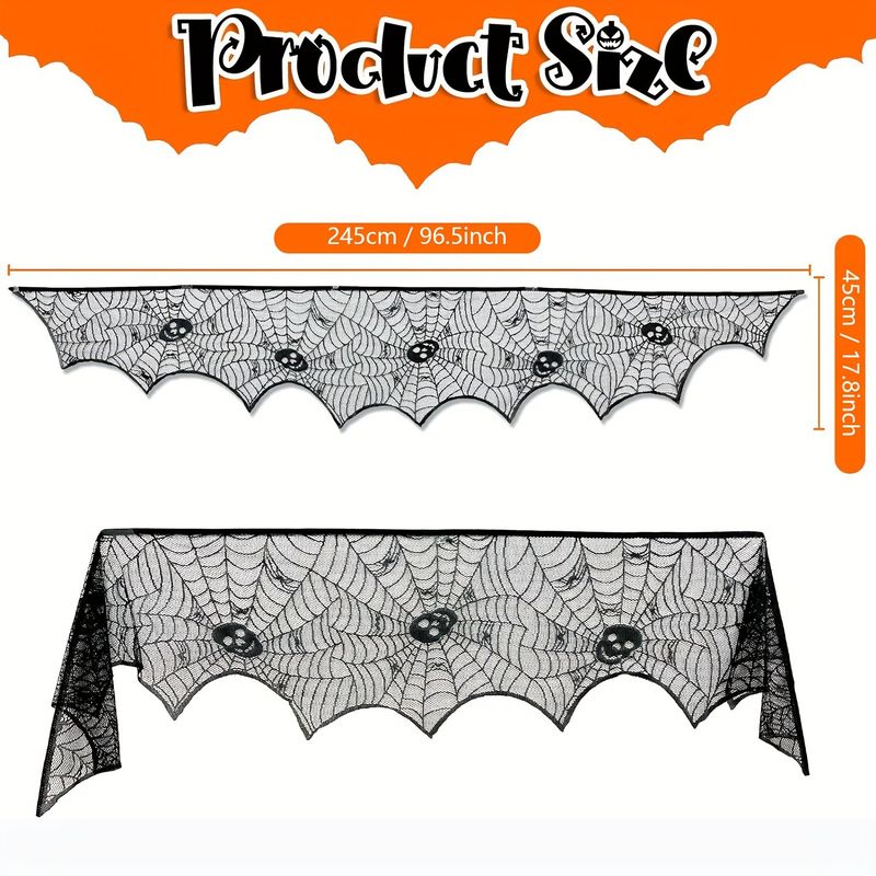Halloween black spider web mantel cloth fire towel fireplace towel_voghion.com